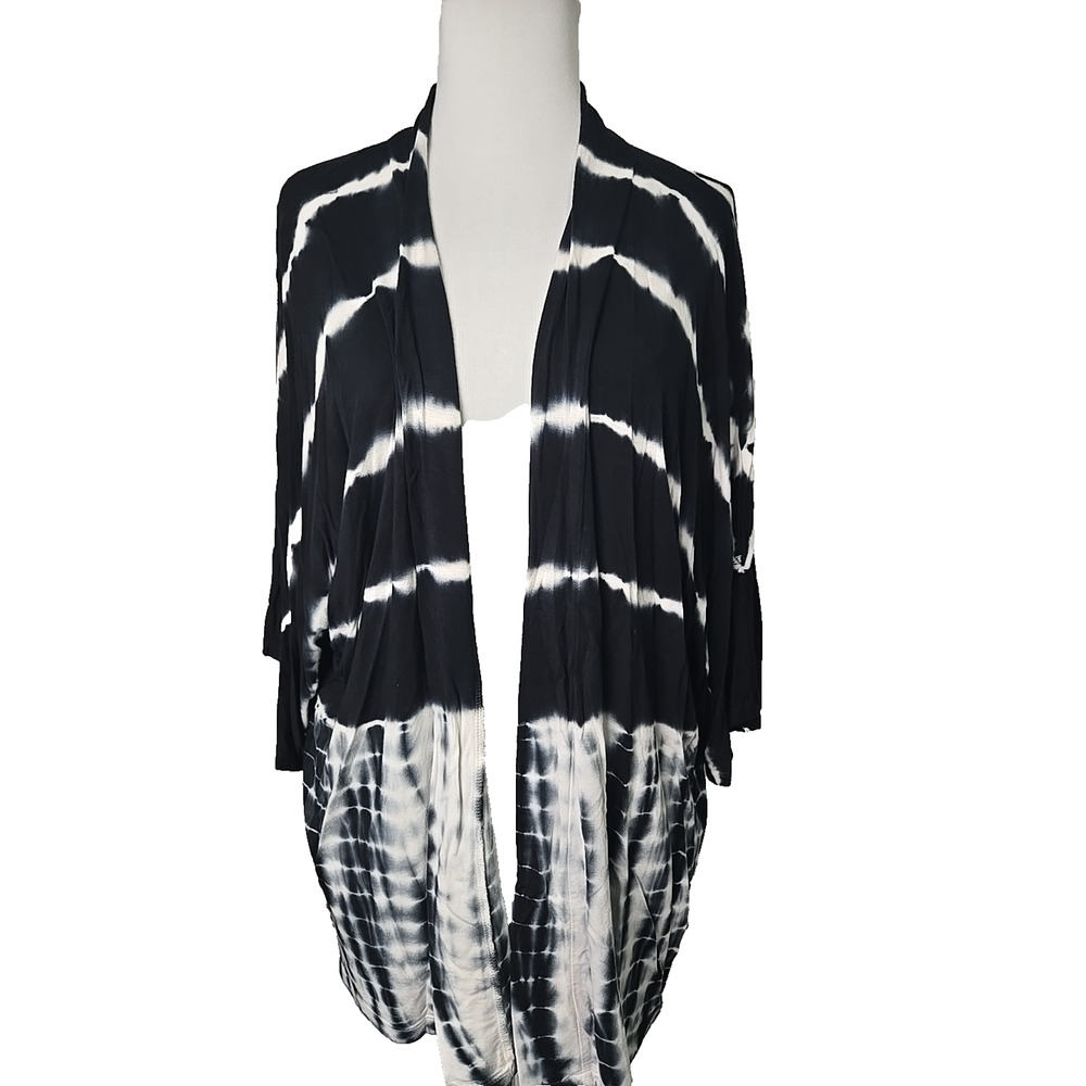 Design History Size 2X Tie-dyed Open-Front Jersey‎ Sweater Komono Sleeve